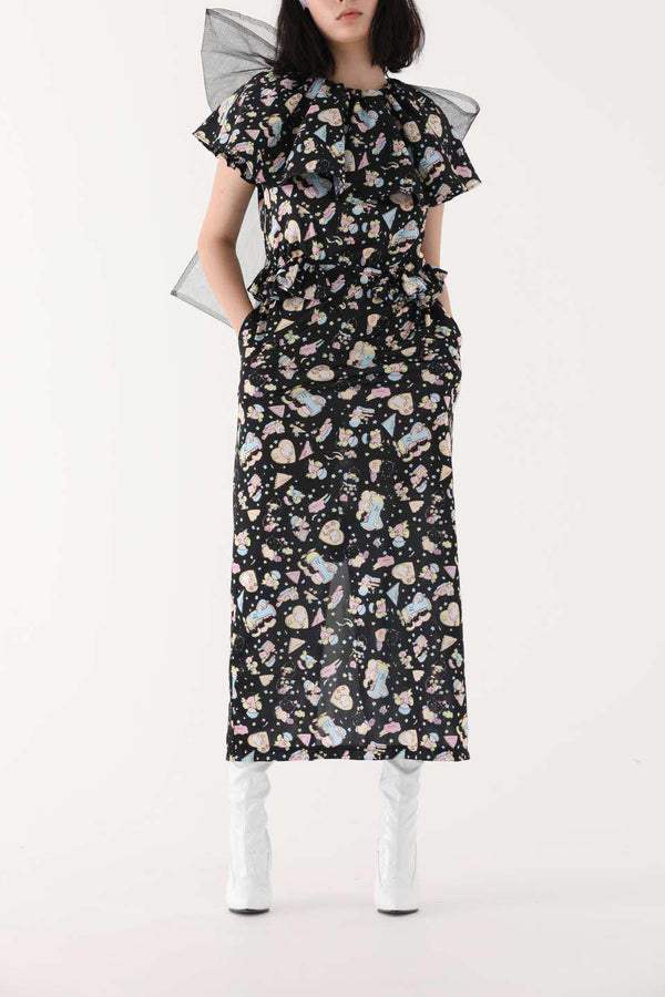 Jennyfax Skirt JFSS22S01 Black Cartoon